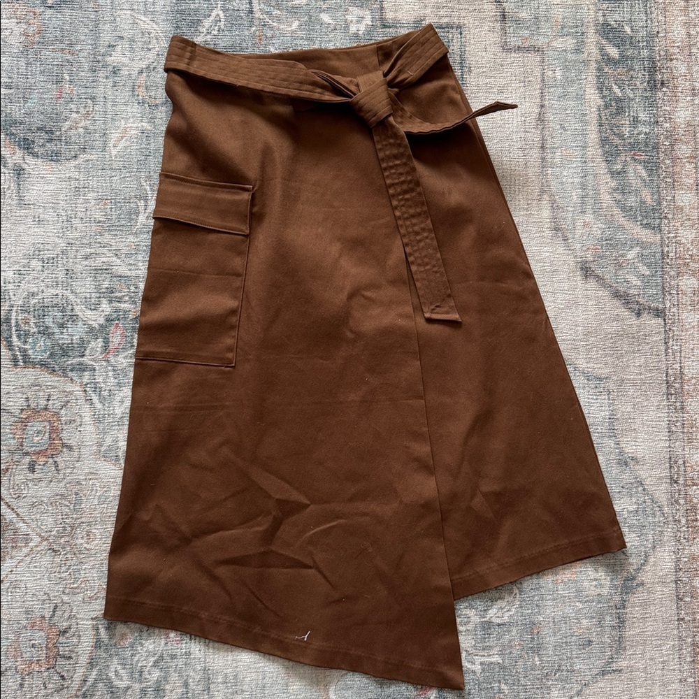 Prologue Tan Wrap Skirt with Tie Detail